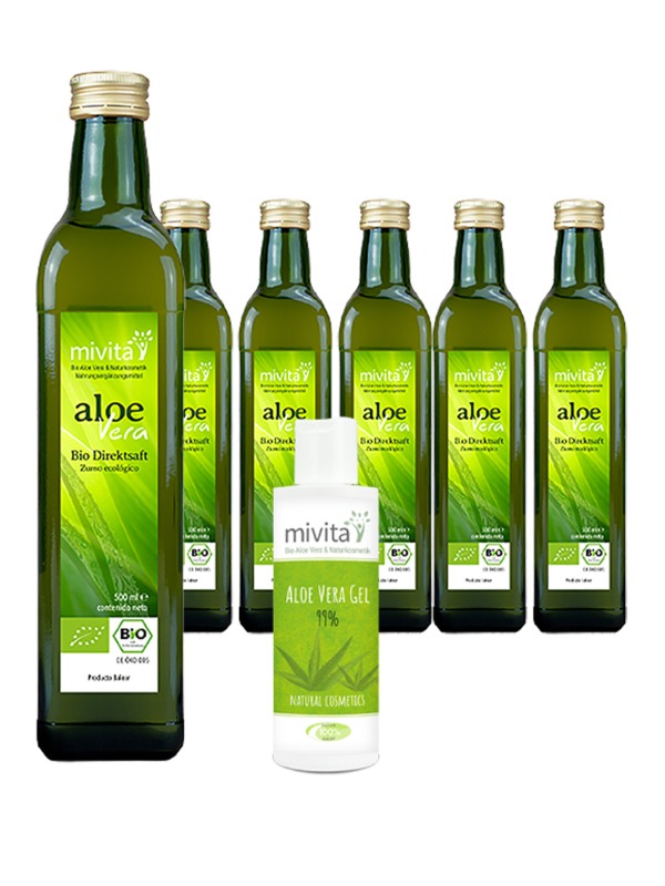 6x Bio Aloe Vera Direktsaft + 1 Gel 99%  von der Bio Farm Mallorca